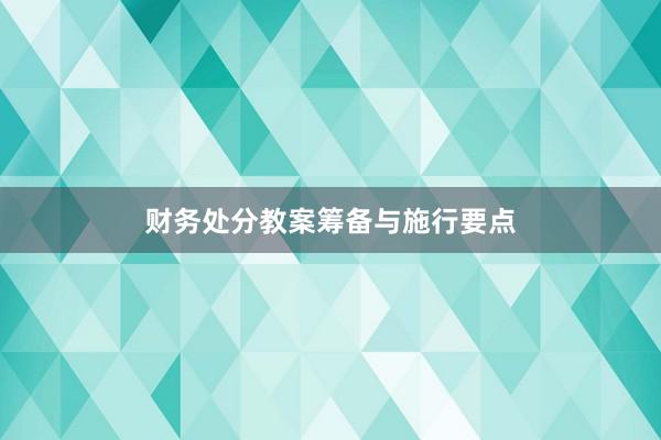 财务处分教案筹备与施行要点